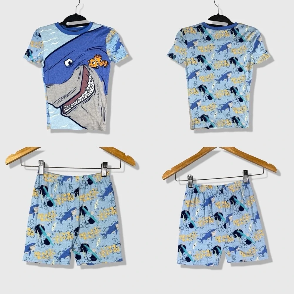 Y2K Disney Store Finding Nemo Pajama Set Kid 10 Blue Shark Bait Pixar Loungewear